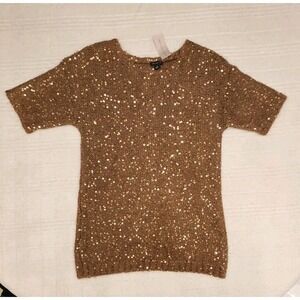 New Ann Taylor Short Sleeve Top Womens Small Knit Sequin NWT